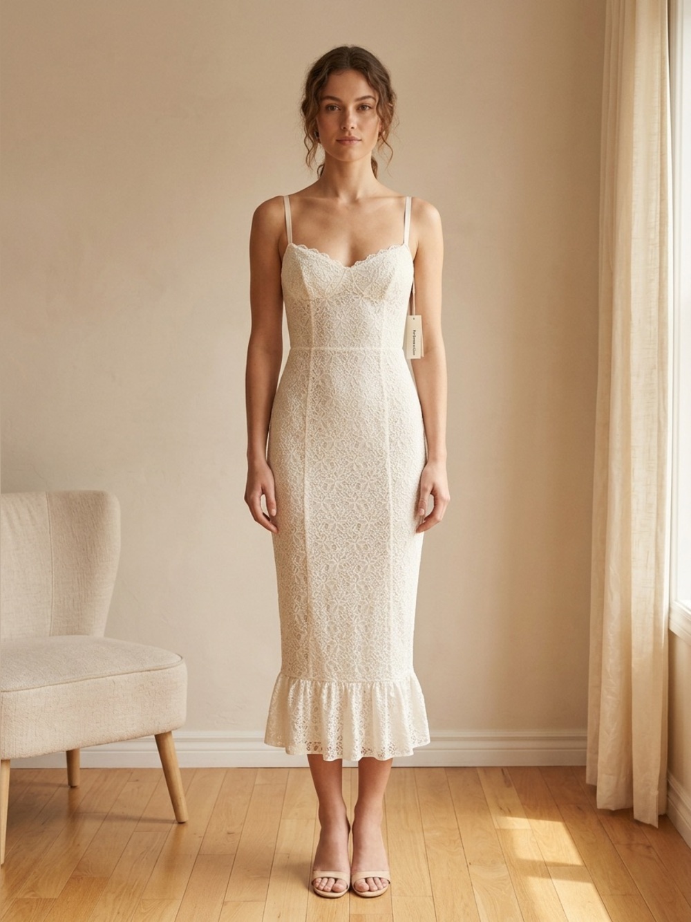 NWT Reformation Candice Ivory Lace Slip Midi Sleeveless Bridal Wedding Dress 8